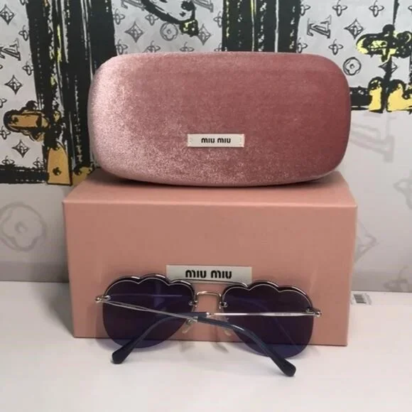 New Authentic Miu Miu Blue Cloud Sunglasses MU56U